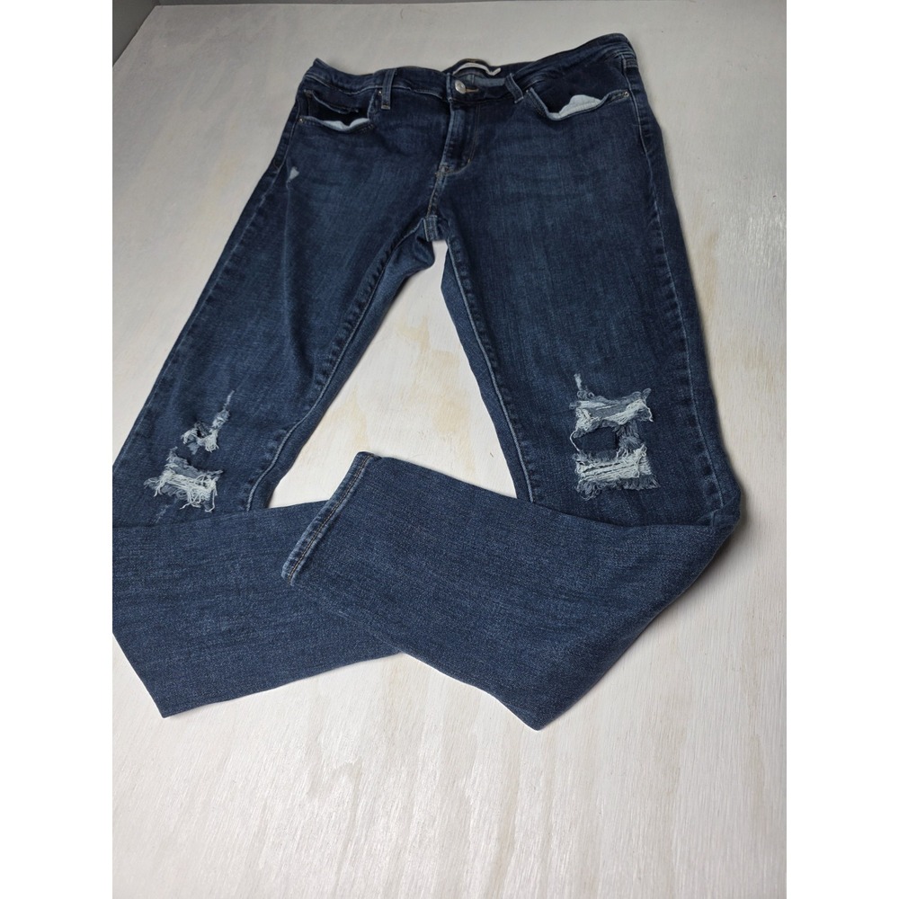 Levis 711 Skinny Dark Wash Stretch Denim Jeans Red Tab Zip Fly Women's Size 32
